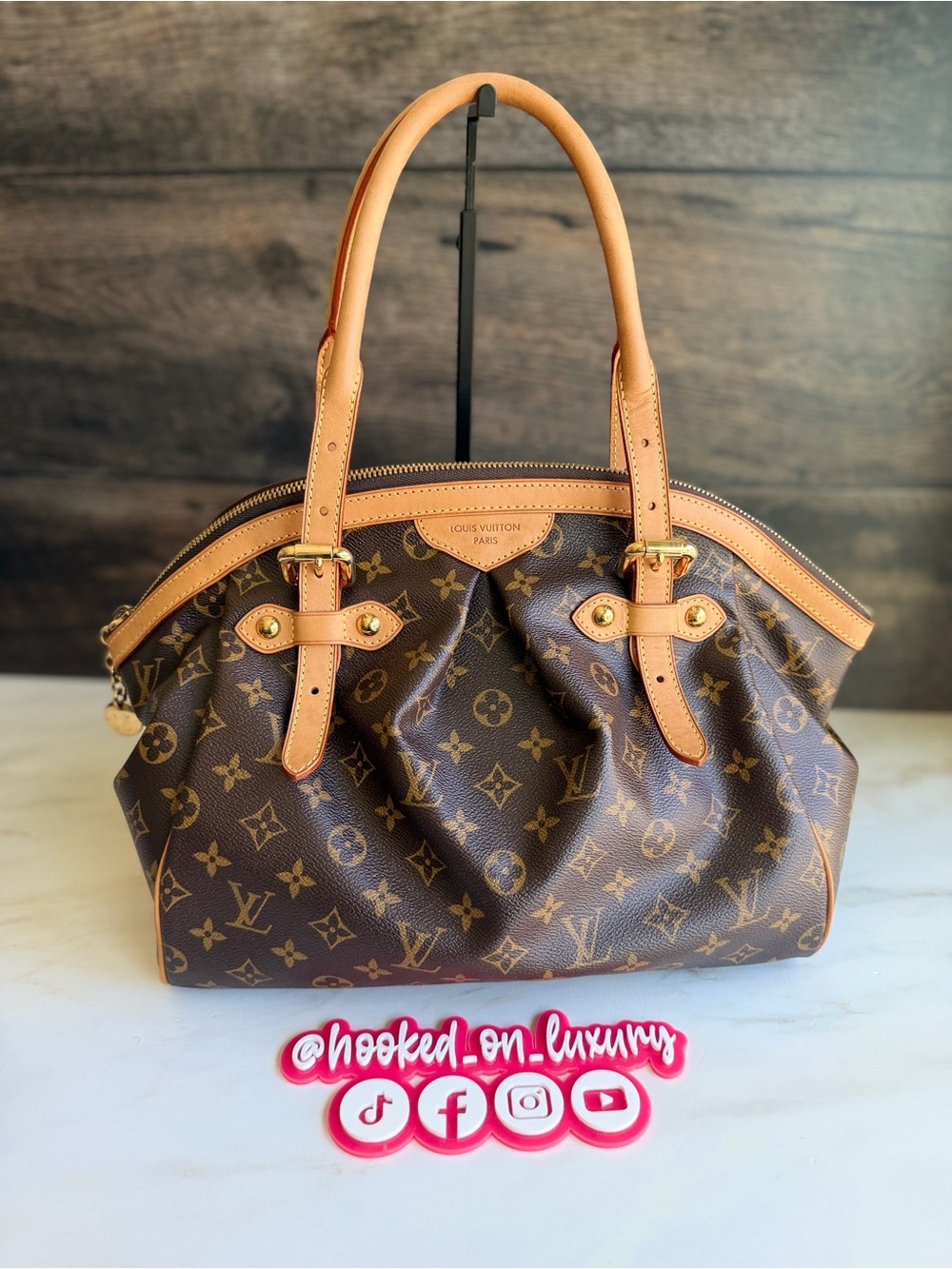Authentic Louis Vuitton Tivoli GM Monogram Canvas & Leather Shoulder Handbag